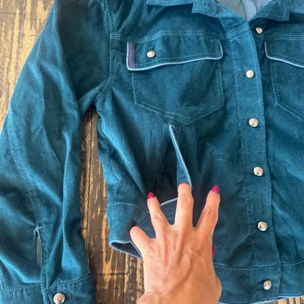 We The Free by FREE PEOPLE - Oversized Teal Corduroy Snap Jacket – Size SMALL